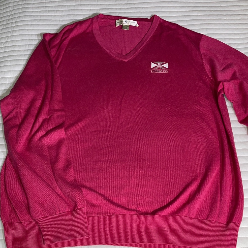 Fairway & Greene V-Neck Sweater in Rich Pink